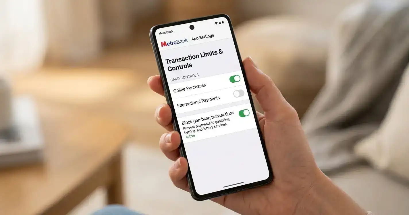Banking app gambling block settings preventing casino transactions