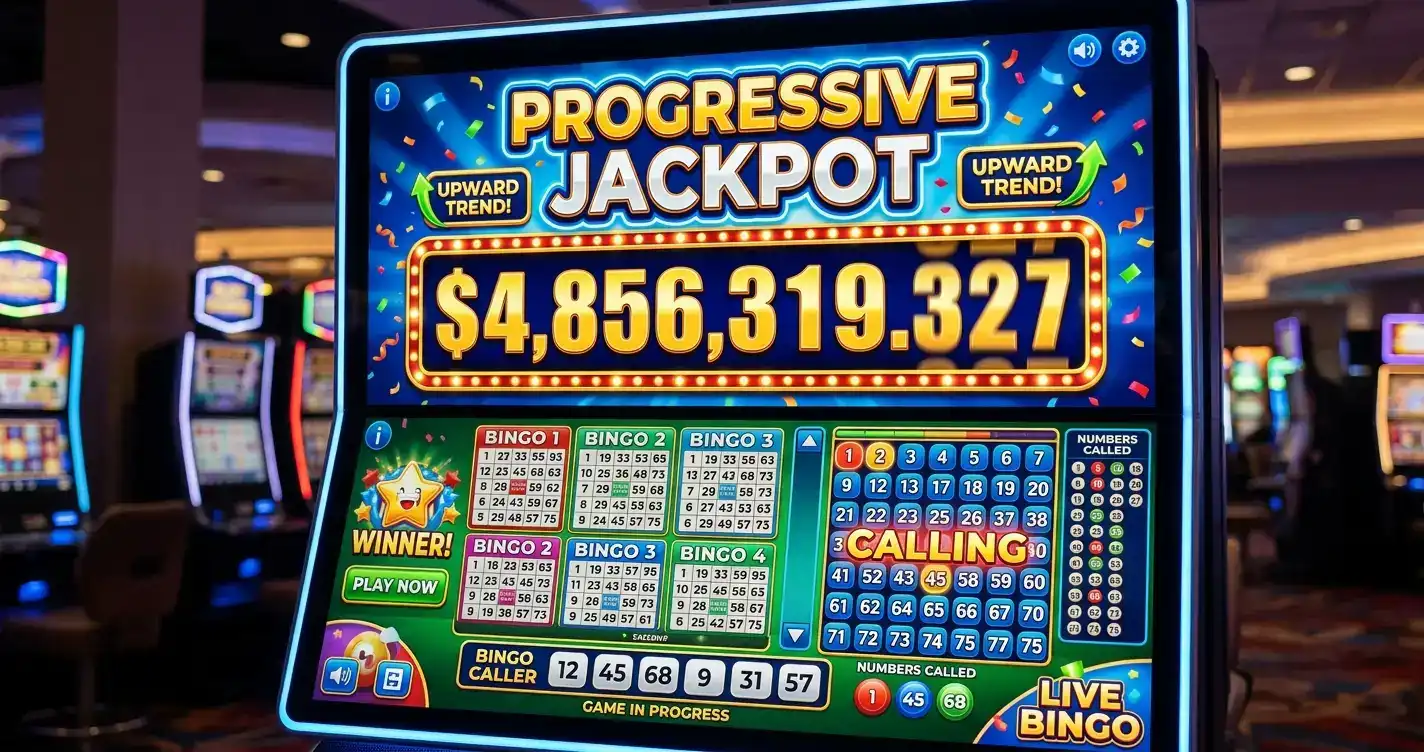 Progressive bingo jackpot counter showing growing prize pool