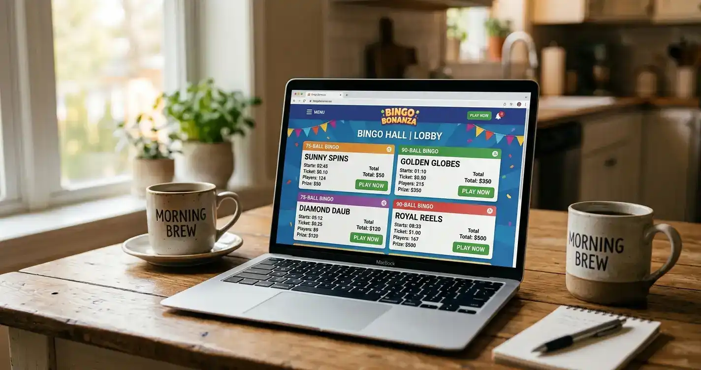 Offshore bingo room showing ticket prices and game formats