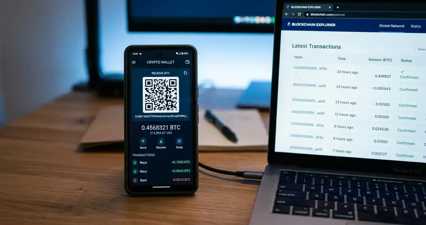 Bitcoin and cryptocurrency deposit process at non-GamStop casinos with network fee breakdown