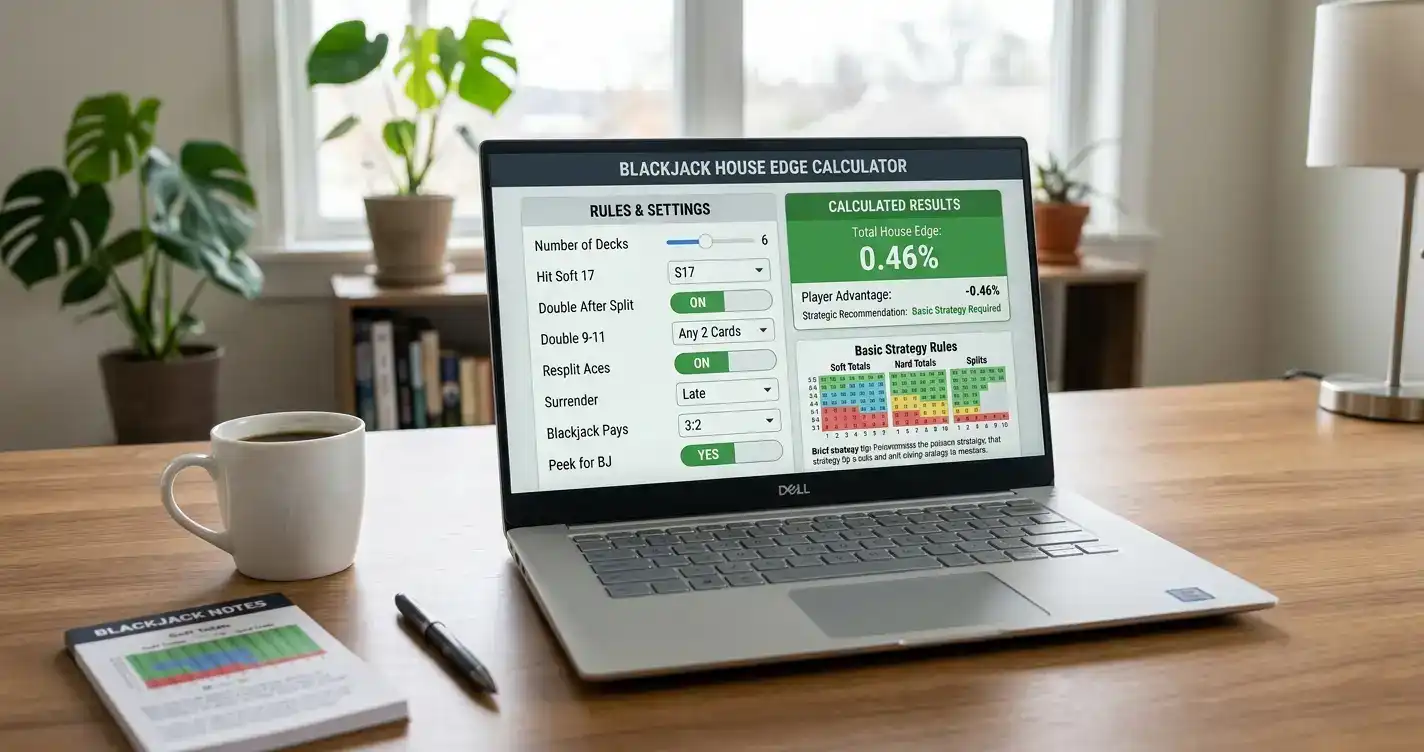 Blackjack house edge calculation based on different rule sets