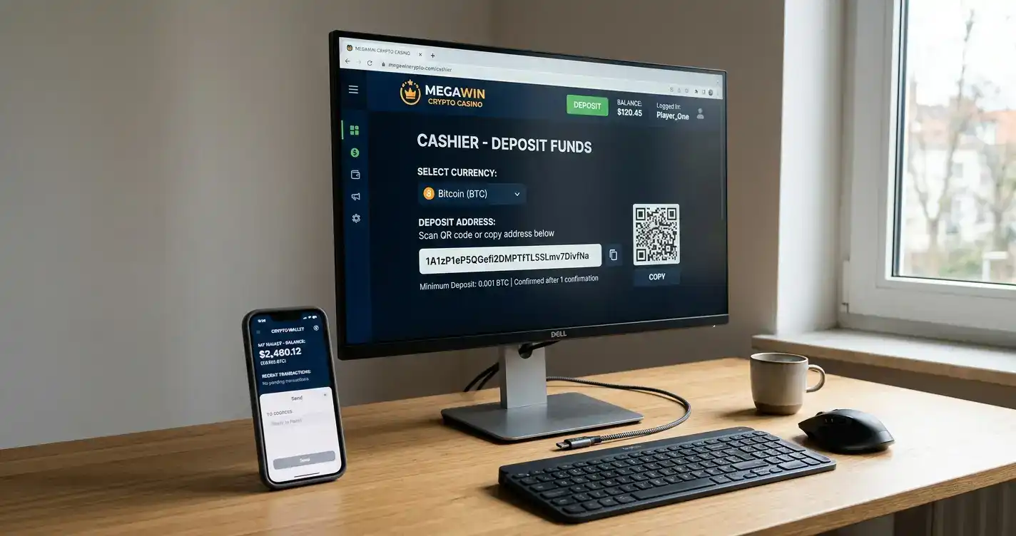 Cryptocurrency deposit process with wallet address and transfer confirmation