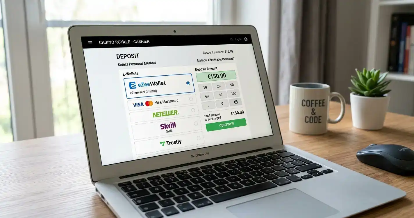 eZeeWallet deposit interface at offshore non-GamStop casino