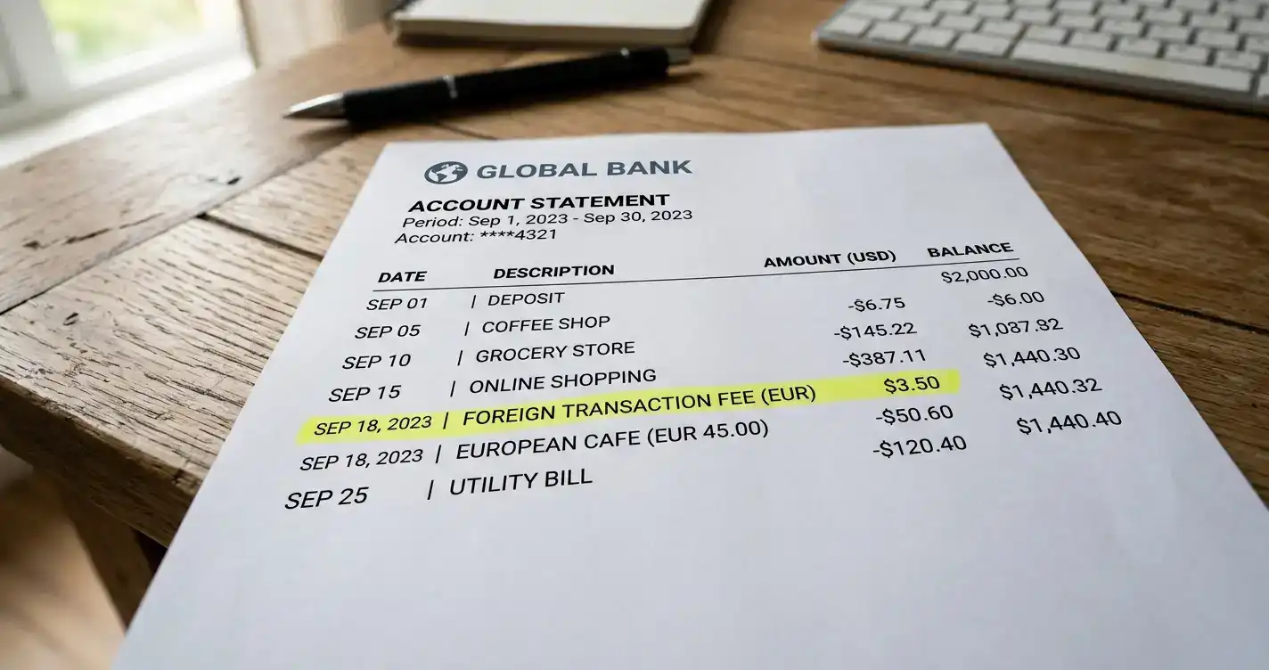 Foreign transaction fee on bank statement from offshore casino deposit