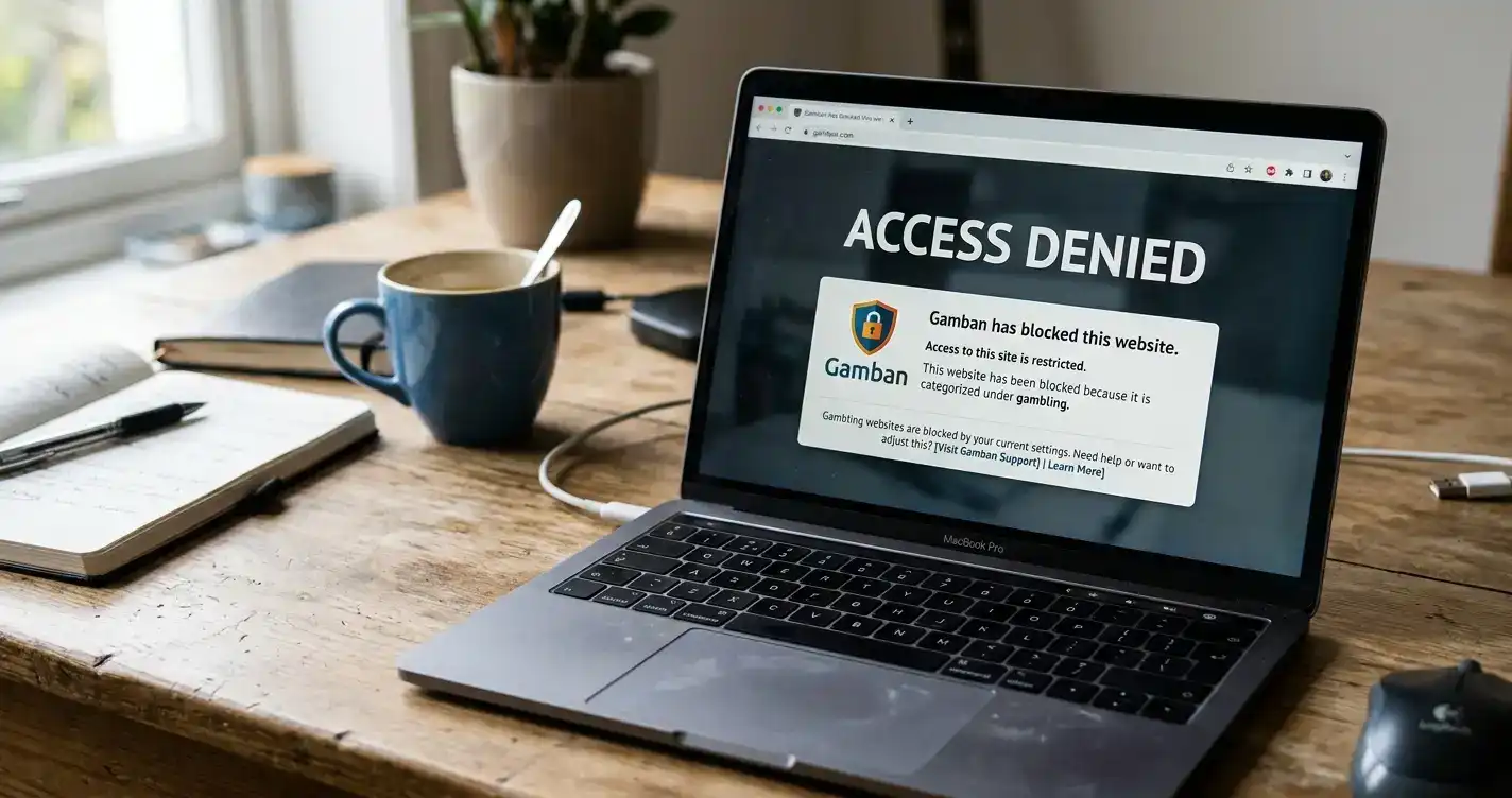 Gambling website access denied screen from blocking software