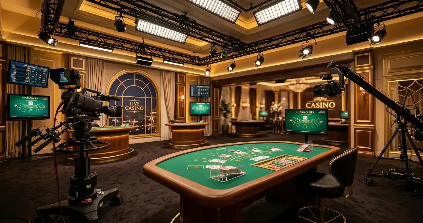 Live casino dealer at non-GamStop casino streaming table game