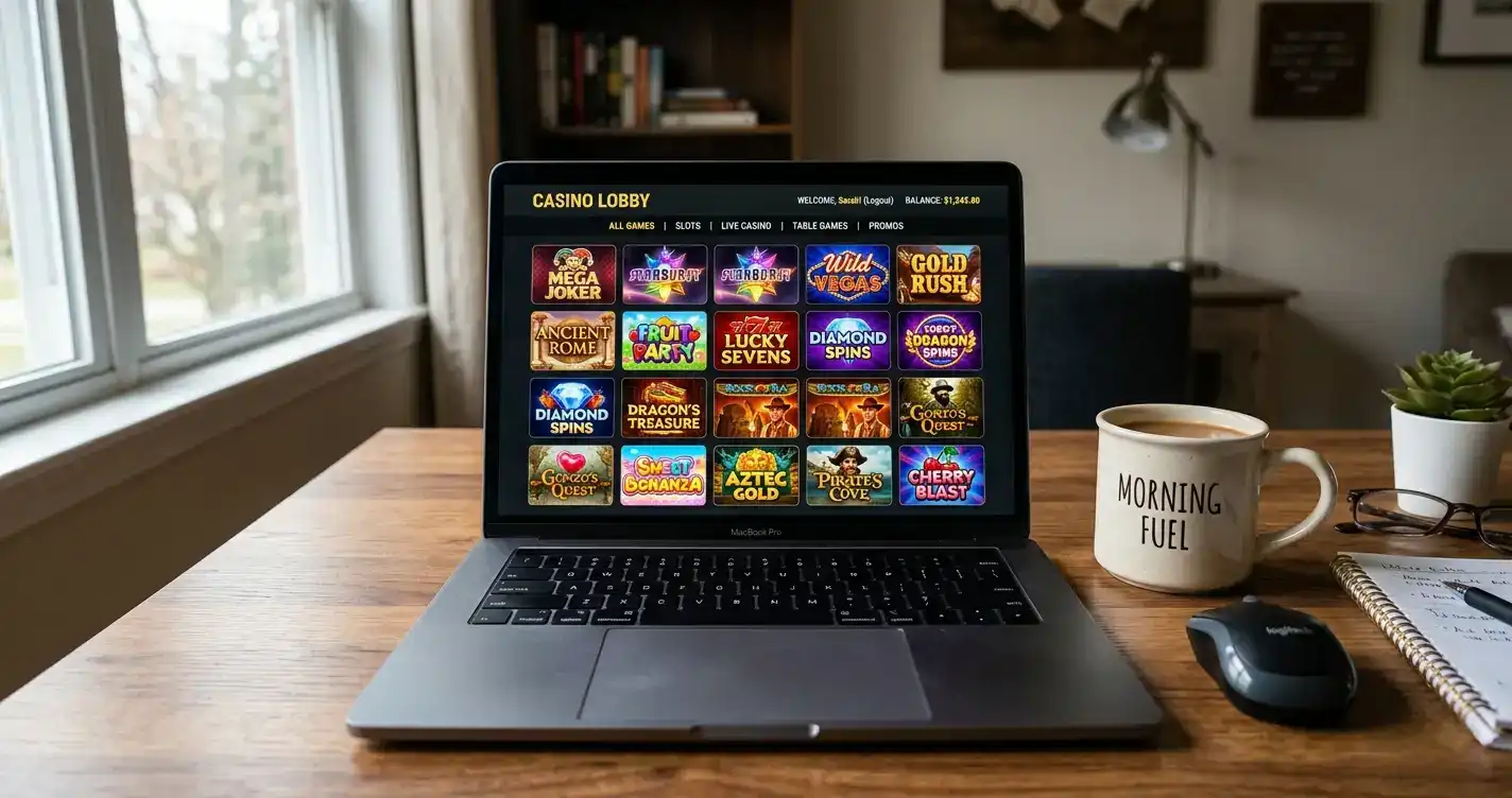 Game provider lobby at offshore casino showing exclusive slot titles