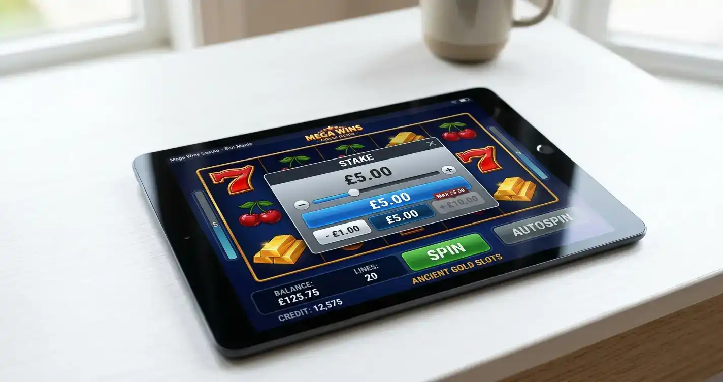 UK online slot stake limits showing five and two pound caps