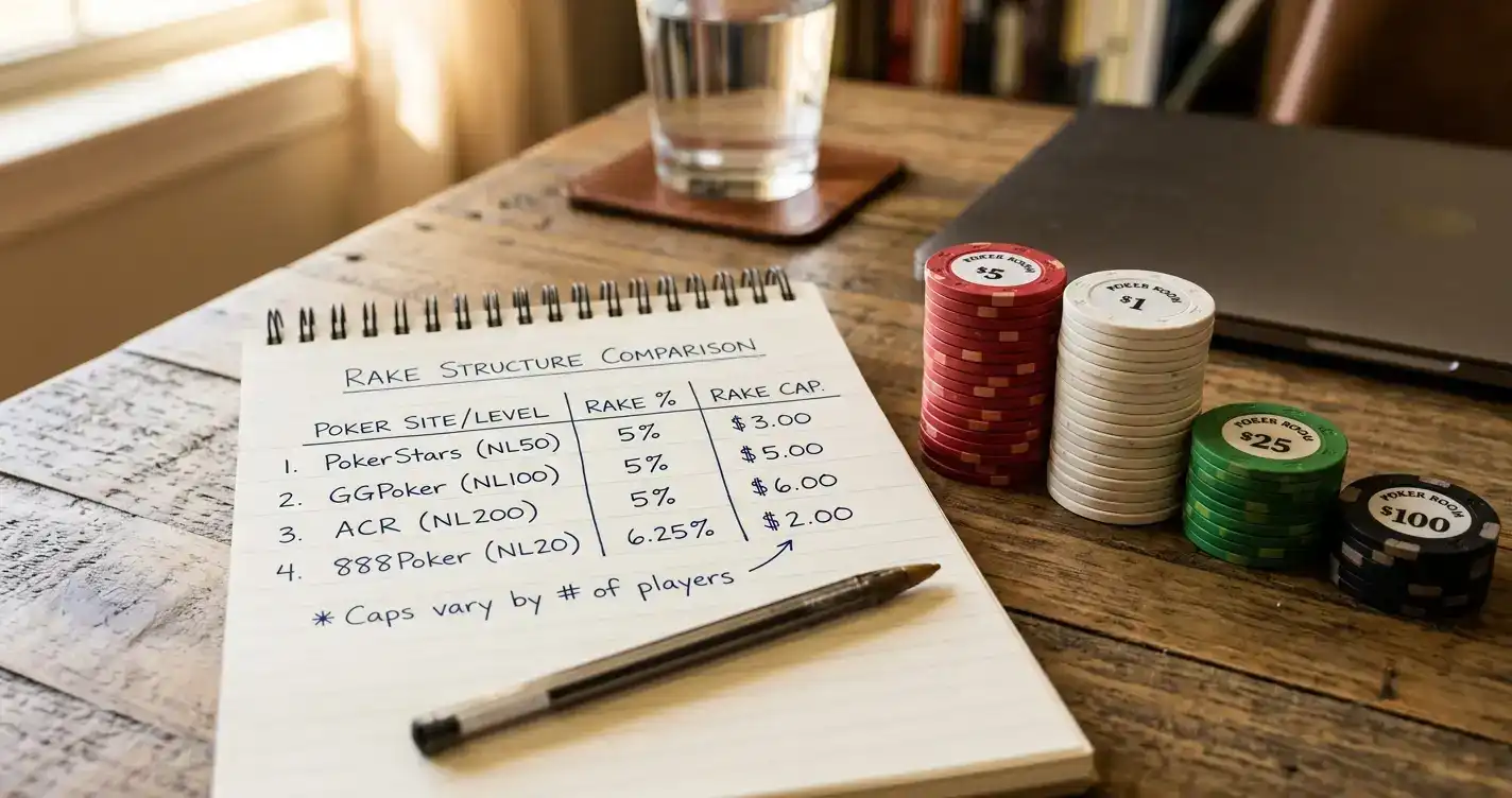 Poker rake rate structure comparison between UKGC and offshore rooms