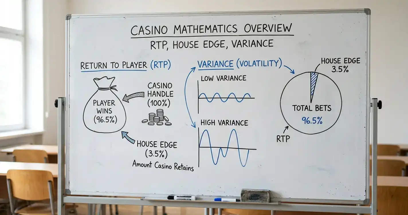 RTP house edge and variance concepts explained with visual diagram