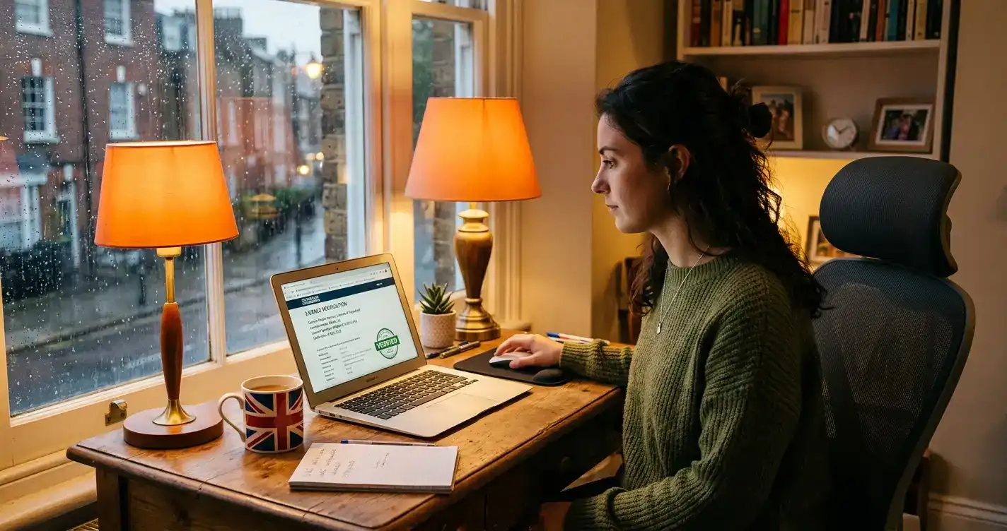 UK player researching offshore casino licensing on laptop