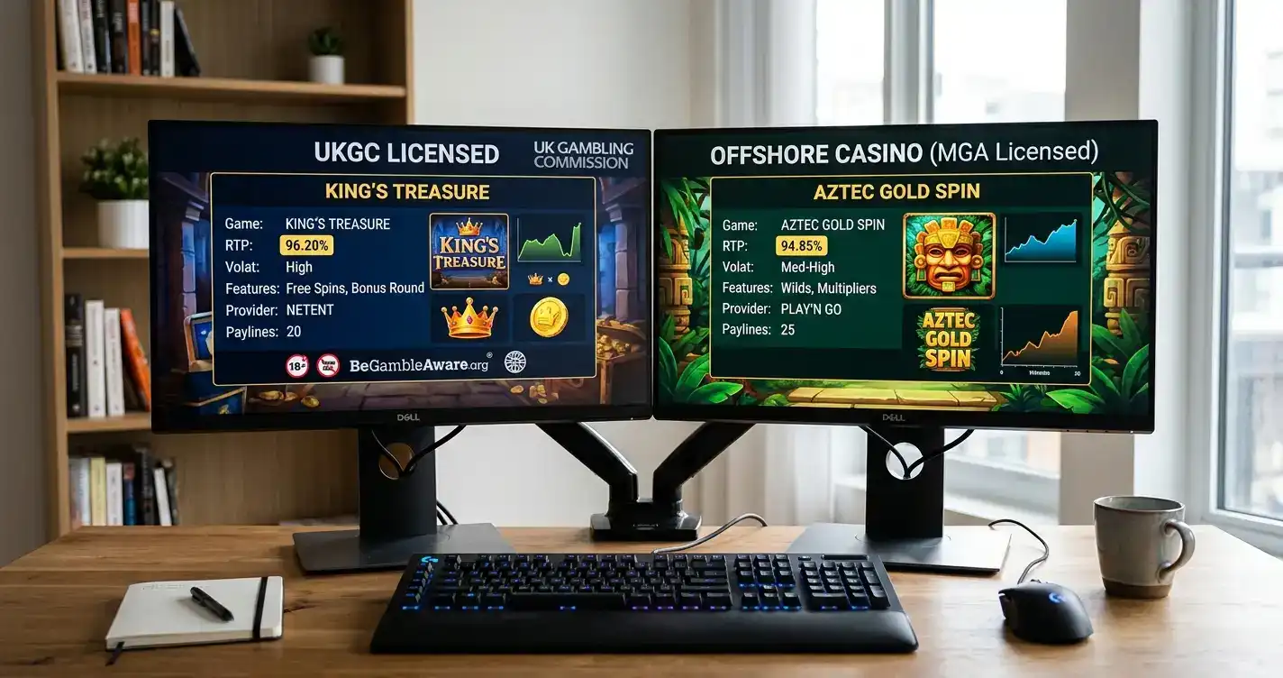 UKGC versus offshore casino RTP percentage comparison data