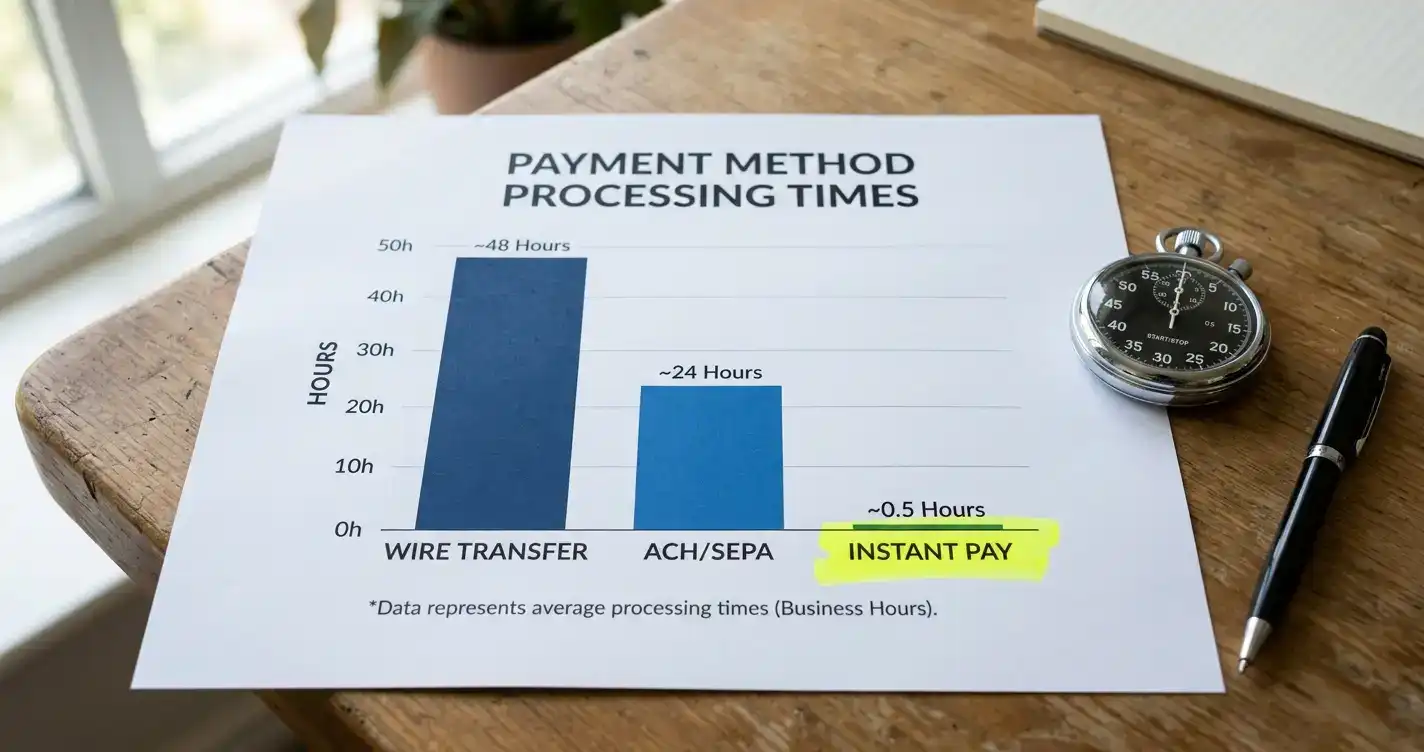 Withdrawal speed test results comparing crypto, e-wallet, and card processing times